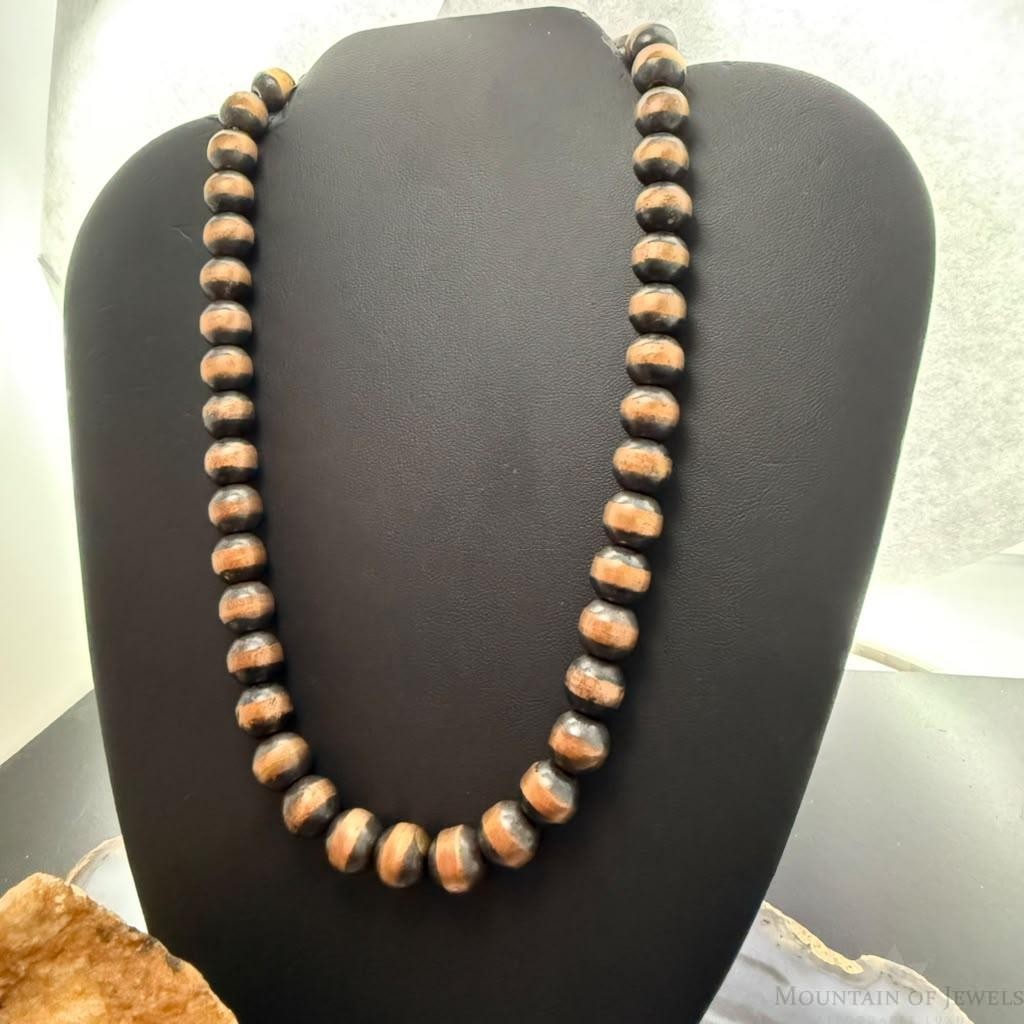 Copper 10.5 mm Navajo Pearl Beads Length 16" Necklace For Women