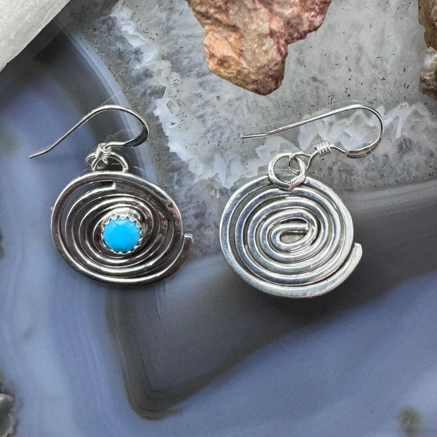 Brad Panteah Sterling Silver Circle of Life Turquoise Dangle Earrings For Women