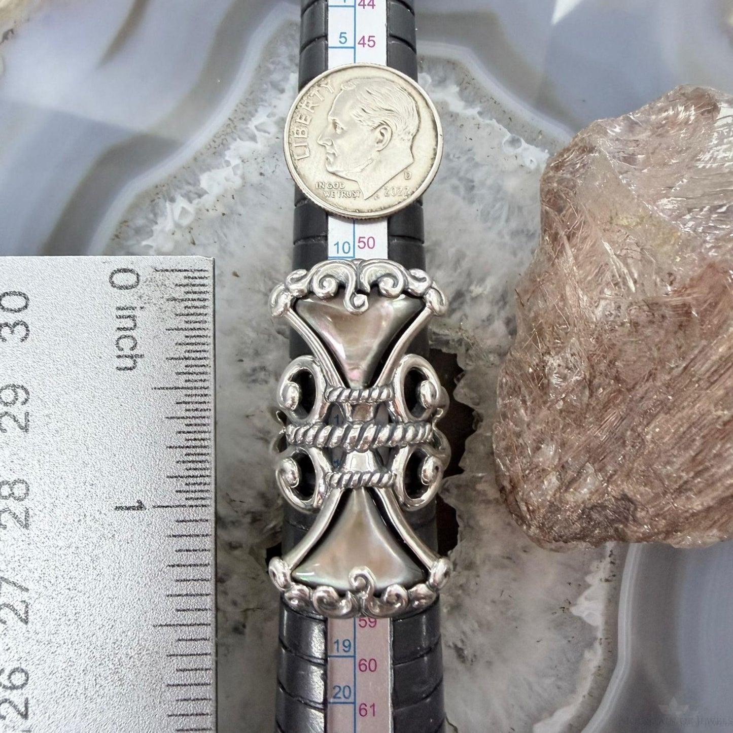 Carolyn Pollack Sterling Silver 2 Smoky Quartz Rope Swirl Decorated Ring Size 7 For Women