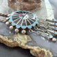 Abel Soseeah Native American Sterling Silver Zuni Inlay Sunface Pendant/Brooch For Women