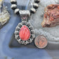 Native American Sterling Silver Teardrop Orange Spiny Oyster Pendant For Women