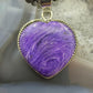 Sterling Silver Southwestern Style Charoite Heart Shape Pendant For Women