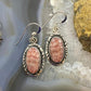 Native American Sterling Silver Oval Rhodochrosite Dangle Earrings For Women