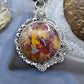 Sterling Silver Southwestern Style Round Red Moss Agate Decorated Pendant For Women