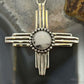 Sterling Silver Southwestern Style Round White Buffalo Unisex Zia Pendant #2