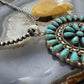 Southwestern Style Sterling Silver Turquoise Decorated Round Cluster Pendant For Women