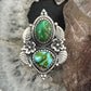 Sterling Silver Southwestern Style 2 Sonora Gold Turquoise Adjustable Ring For Women
