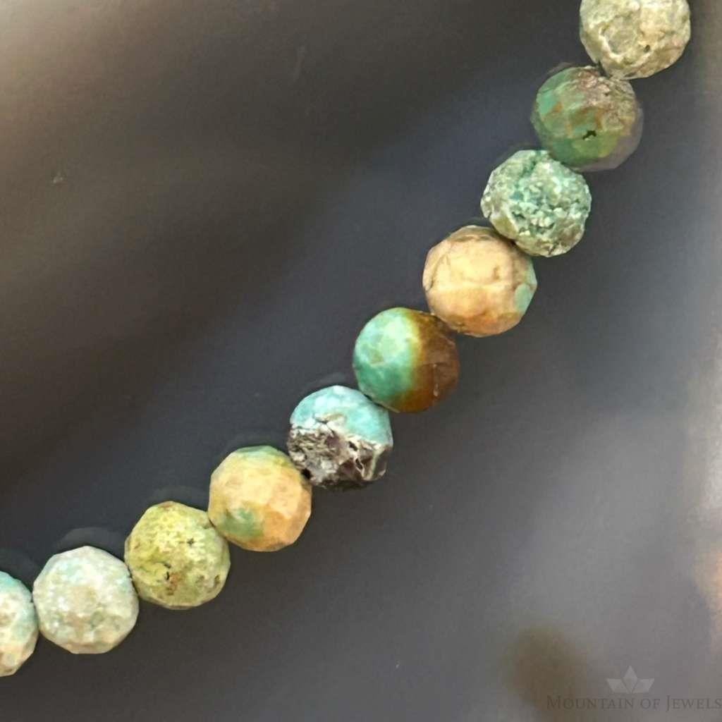 Sterling Silver Southwestern Style Faceted 4mm Hubai Turquoise 22" Necklace For Women
