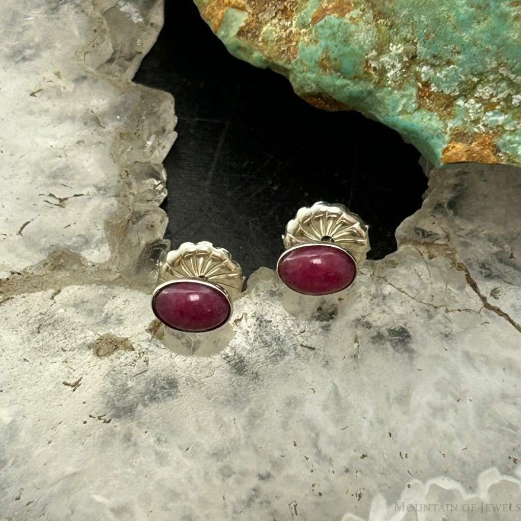 Carolyn Pollack Sterling Silver Oval Purple Spiny Oyster Stud Earrings For Women