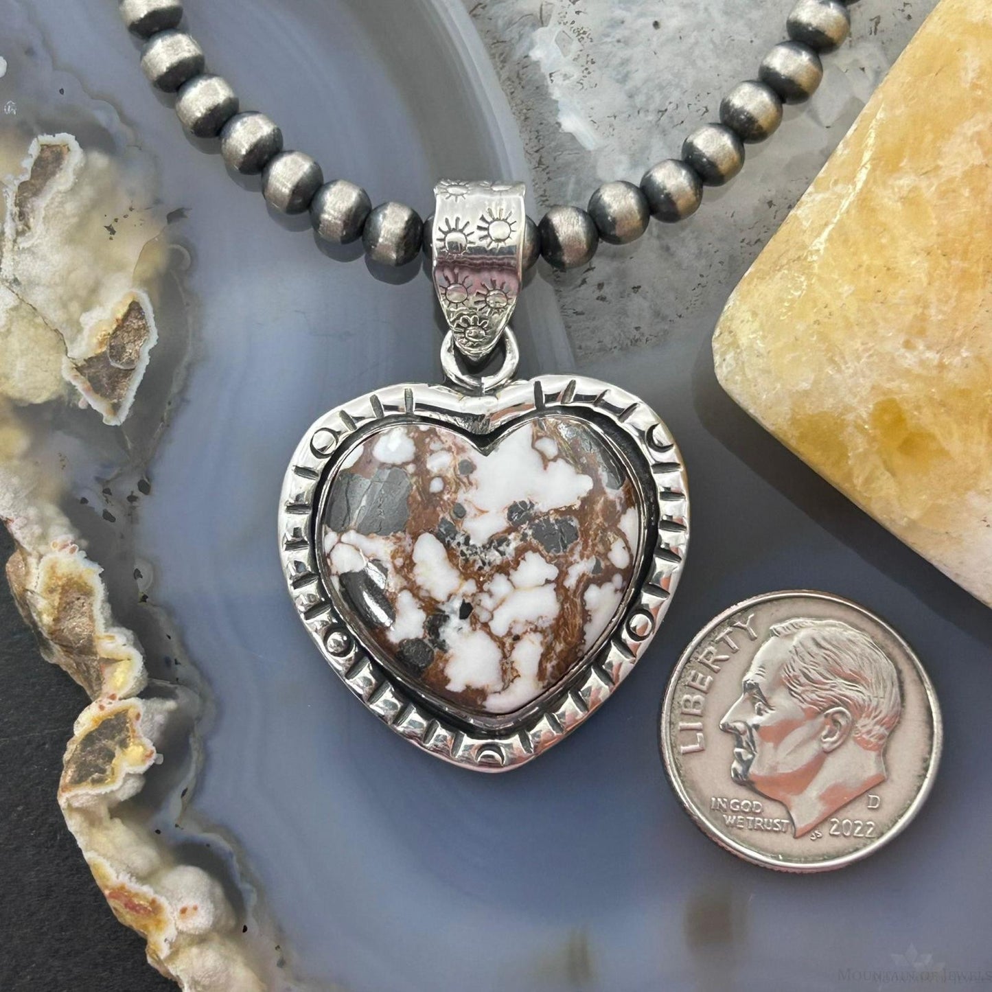 Sterling Silver Southwestern Style Wild Horse Heart Decorated Pendant For Women