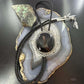 Sterling Silver Southwestern Style Large Round Onyx Decorated Bolo Tie For Men