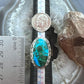 Sterling Silver Southwestern Style Elongated Oval Malachite Azurite Ring Size 9.5 For Women