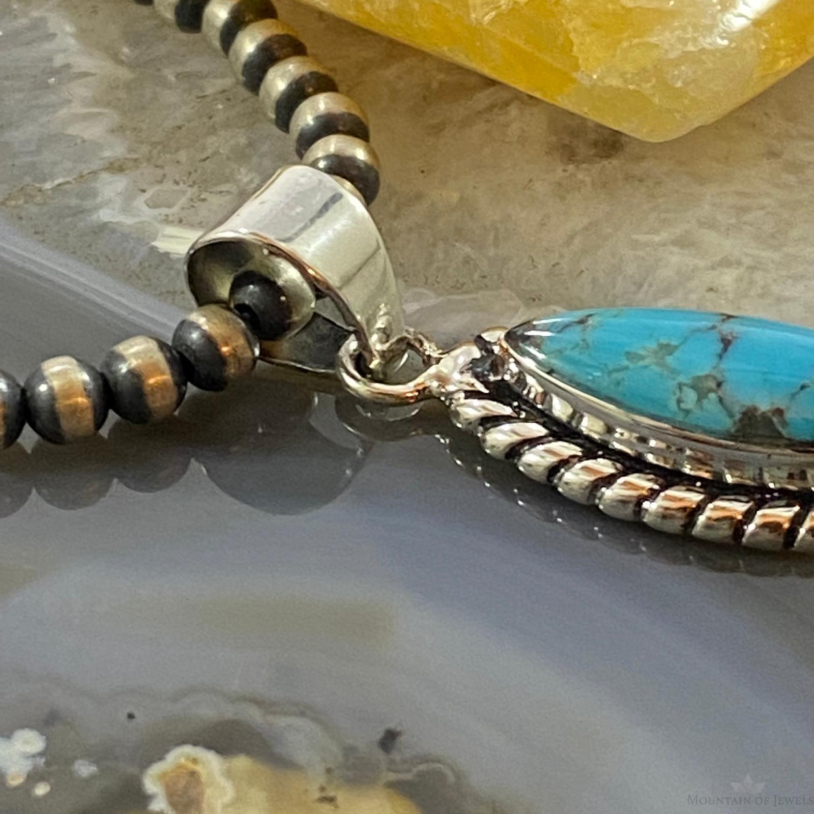 Native American Sterling Silver online Turquoise With Matrix Marquise Pendant For Women