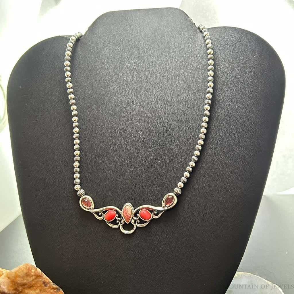 Carolyn Pollack Sterling Silver Multi Stone Pendant Beads Necklace For Women