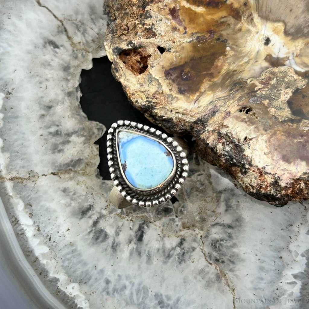 Sterling Silver Southwestern Style Golden Hill Turquoise Adjustable Ring For Women #13