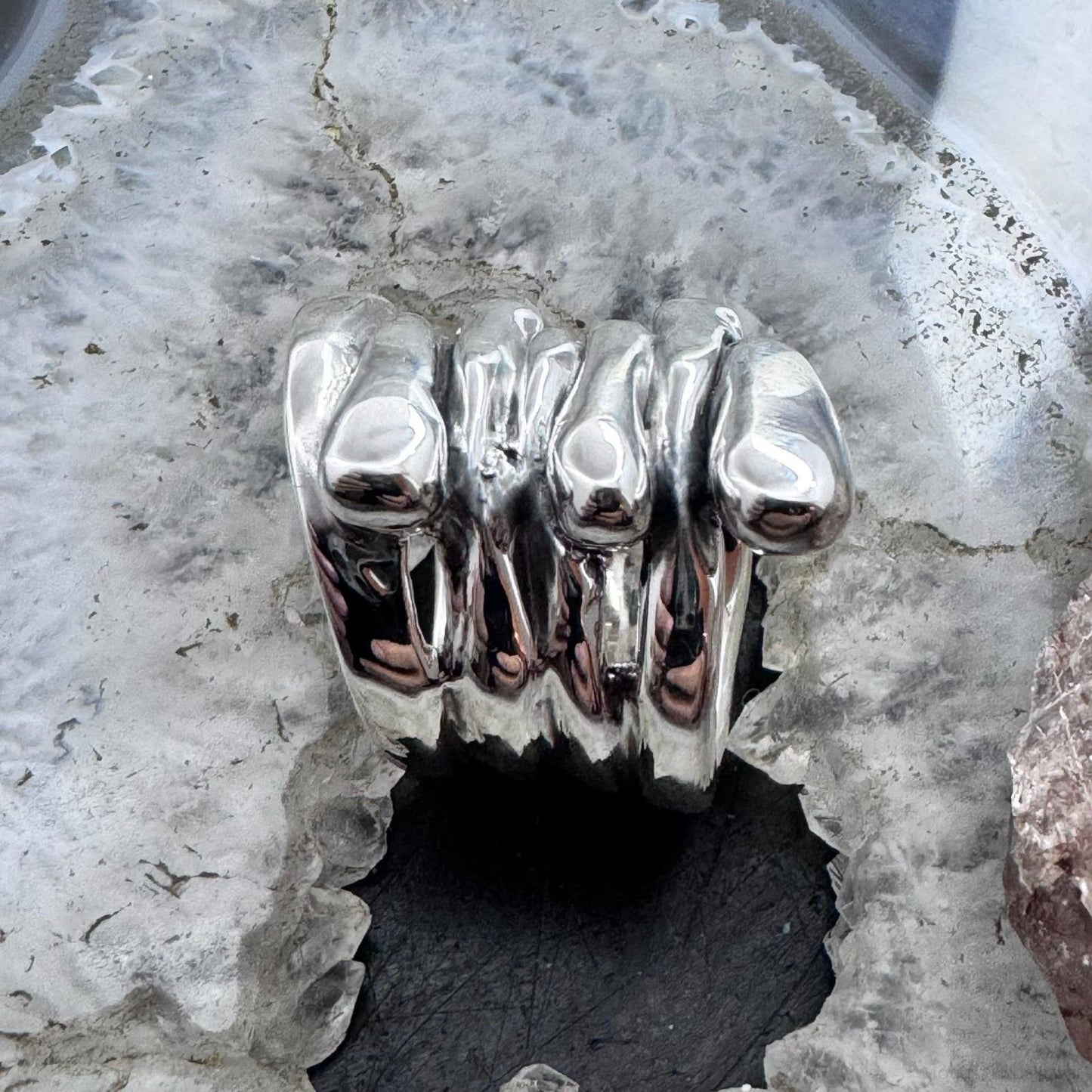 Sterling Silver Electroform Abstract Fashion Ring For Women, Taxco Mexico