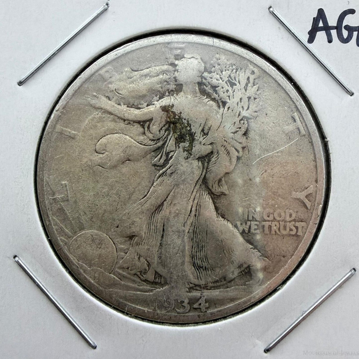 1934 US Walking Liberty Half Dollar 90% Silver AG-G #121725-2E