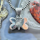 Native American Sterling Silver Turquoise & Spiny Oyster Butterfly Pendant For Women