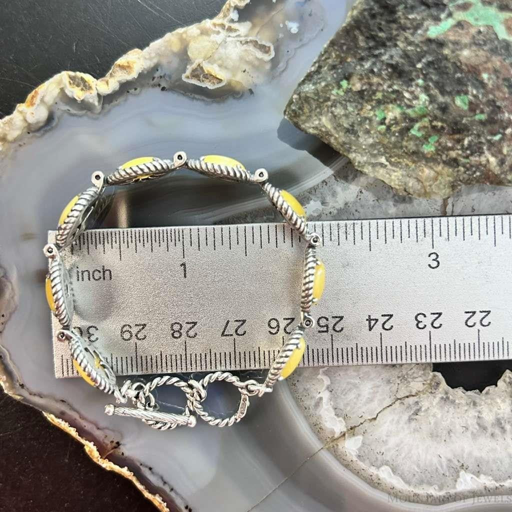 Carolyn Pollack Sterling Silver Yellow Jasper Decorated Link Bracelet For Women