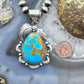 Juanita McDonald Native American Sterling Silver Turquoise Decorated Pendant For Women