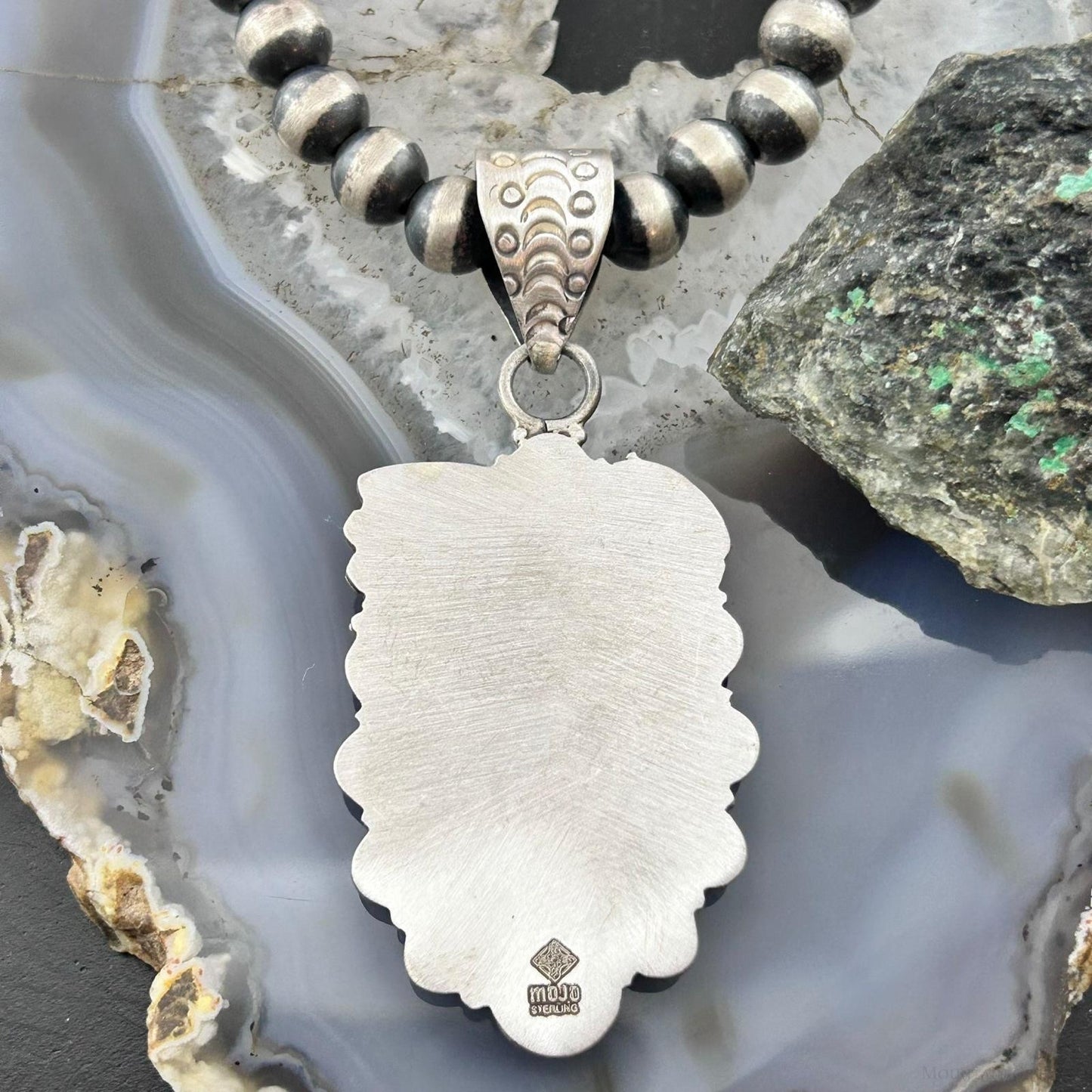 Sterling Silver Southwestern Style Oval Charoite Decorated Pendant For Women #1