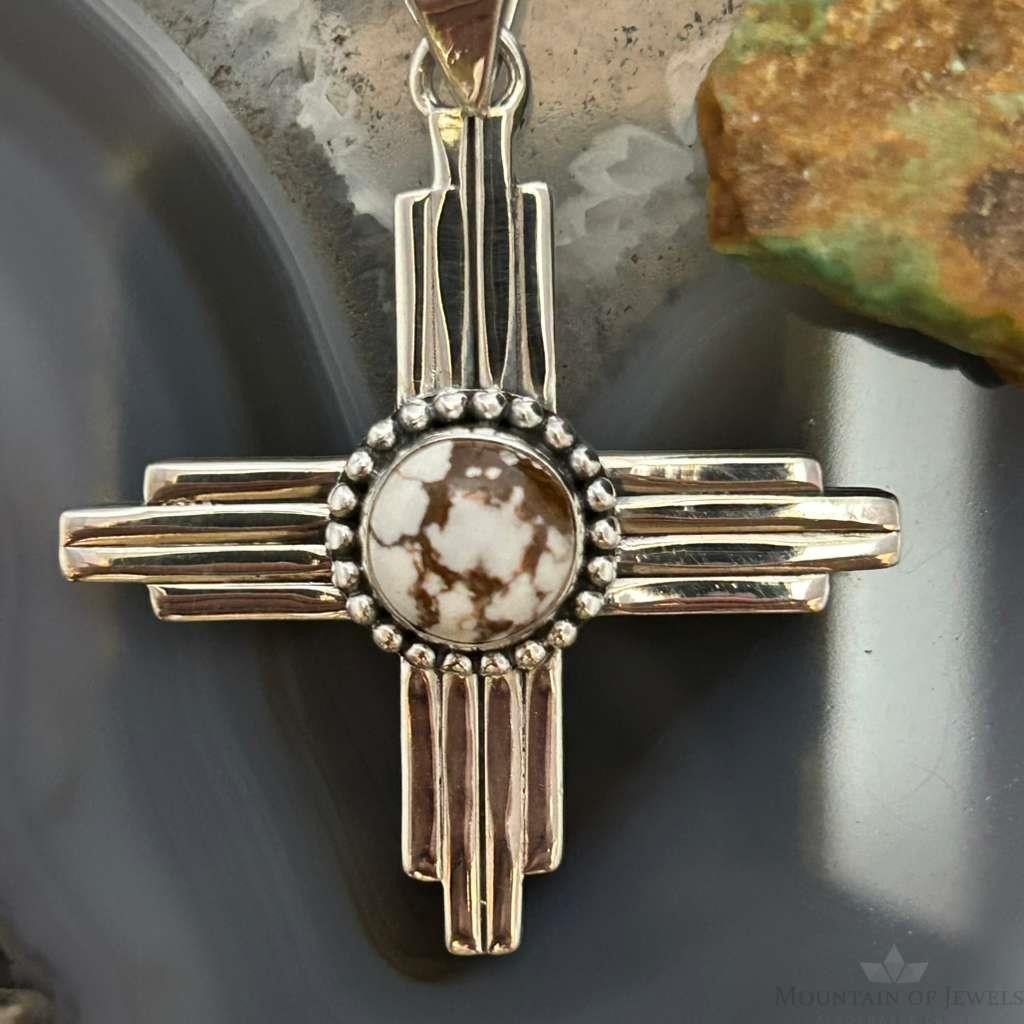 Sterling Silver Southwestern Style Rounded Wild Horse Unisex Zia Pendant #2
