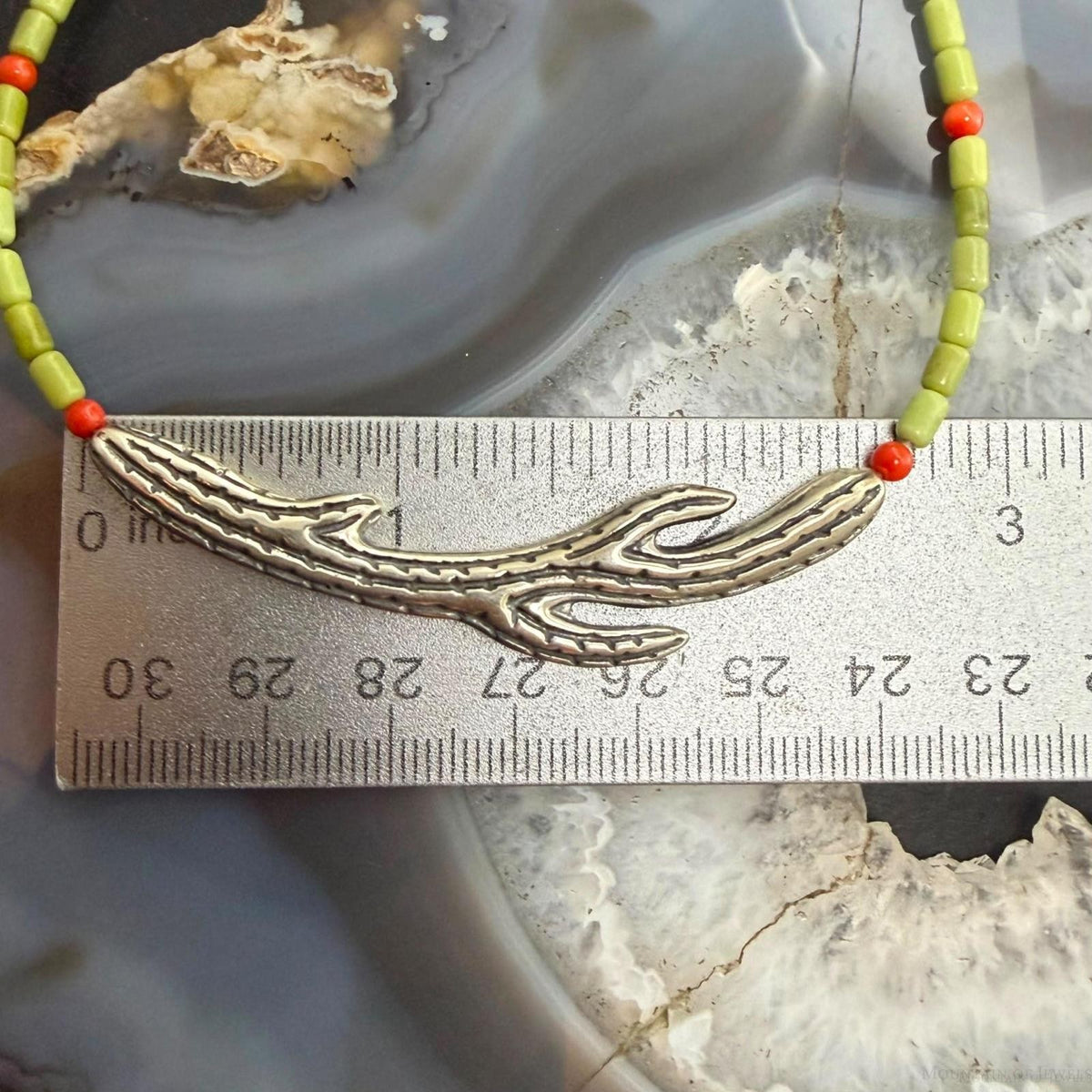 Carolyn Pollack Sterling Silver Cactus Pendant on Gaspeite 14"-17" Necklace For Women