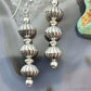 Native American Sterling Silver Grooved Saucer Pearl Beads Dangle Earrings For Earrings