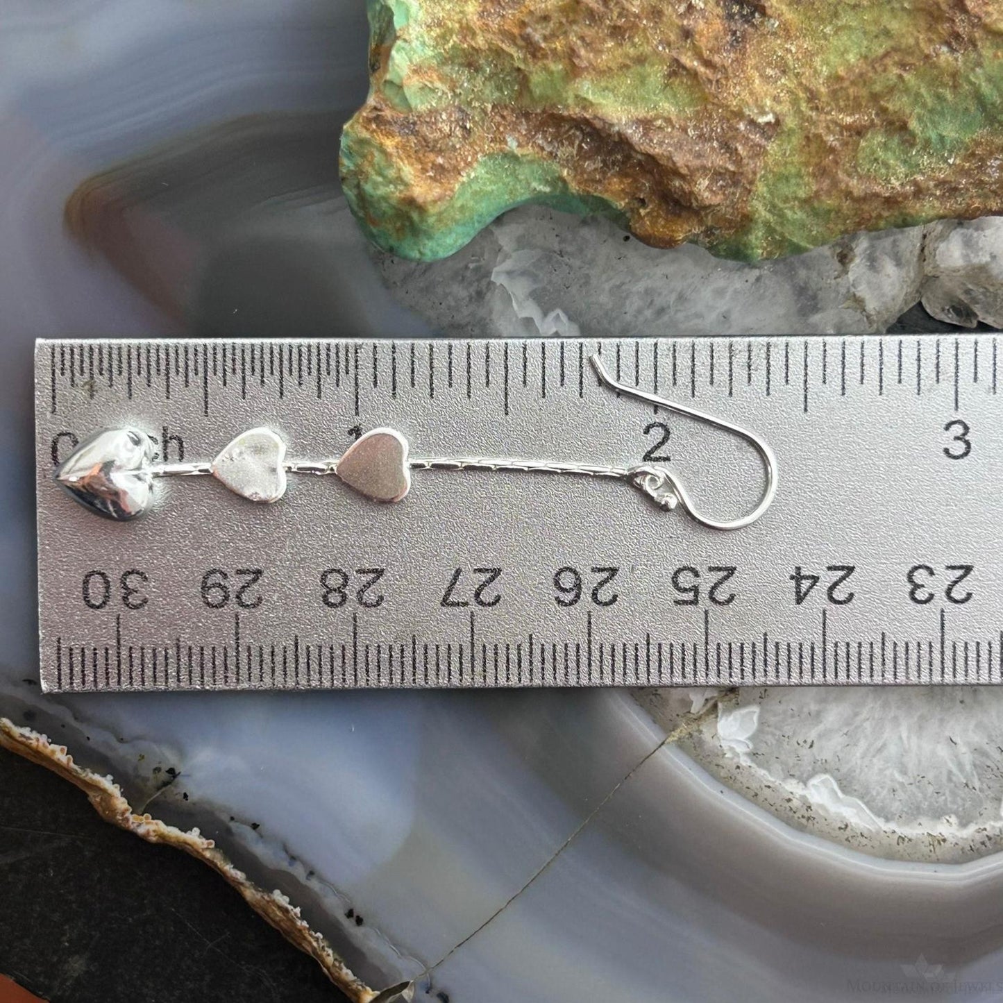 Sterling Silver 3 Hearts Fashion Dangle Earrings For Women