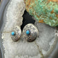 Native American Sterling Silver Stamped Rounded Concho w/Turquoise Stud Earrings For Women