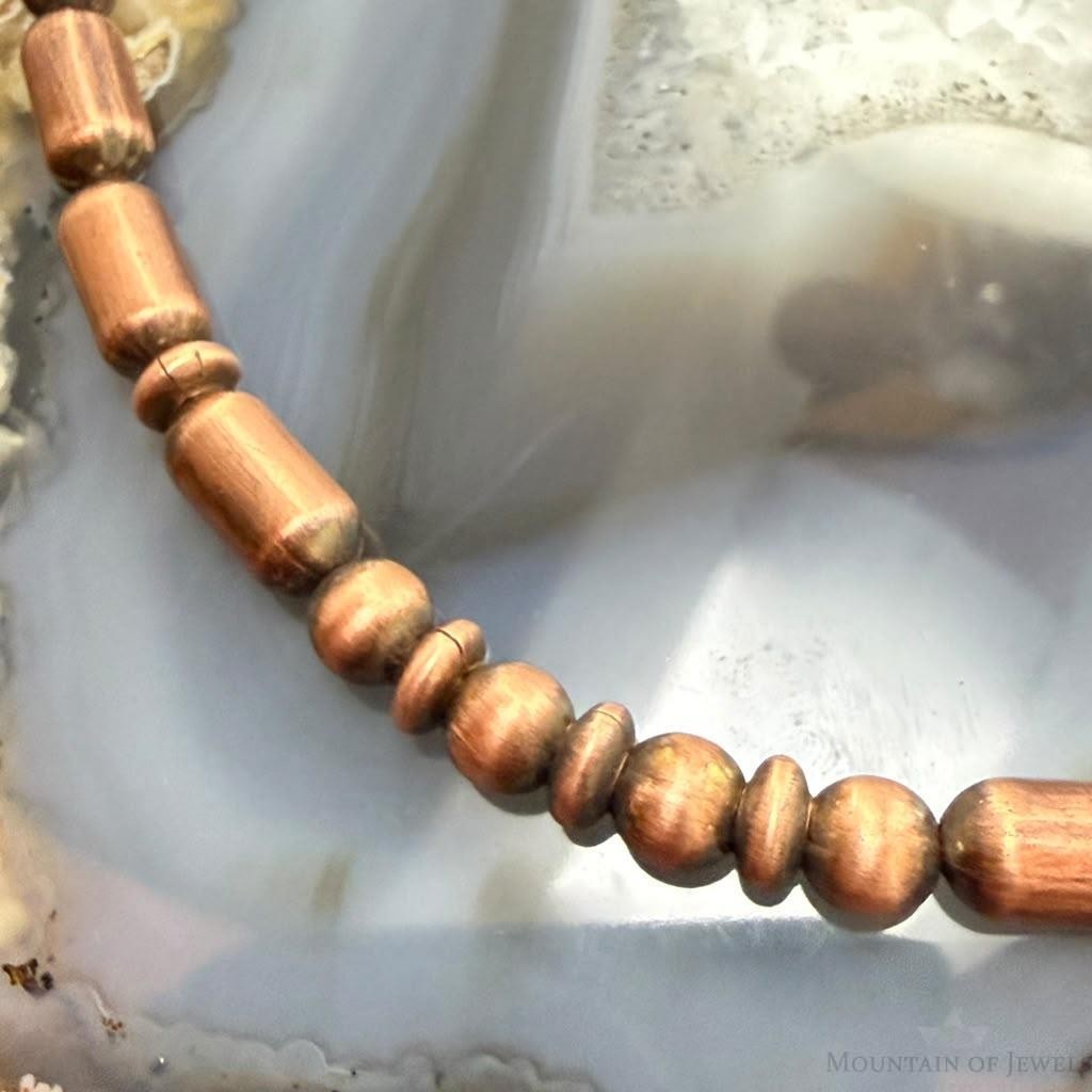 Southwestern Style 6-12mm Round,Saucer,Cylinder Copper Navajo Pearl 18" Necklace For Women