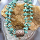 Vintage Native American 2 Strand Kingman Turquoise w/Fetish Bear Necklace