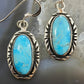 Native American Sterling Oval Blue Ridge Turquoise Dangle Earrings For Women