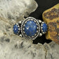 Carolyn Pollack Southwestern Style Sterling Silver 3 Denim Lapis Ring Size 5 For Women