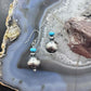 Native American Sterling Silver Navajo Pearl Bead w/Turquoise Dangle Earrings For Women