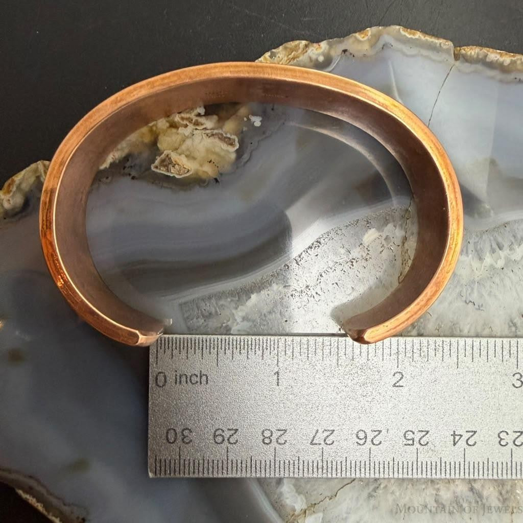 Wylie Secatero Navajo Sterling Silver & Copper Stamped Bracelet For Men #5