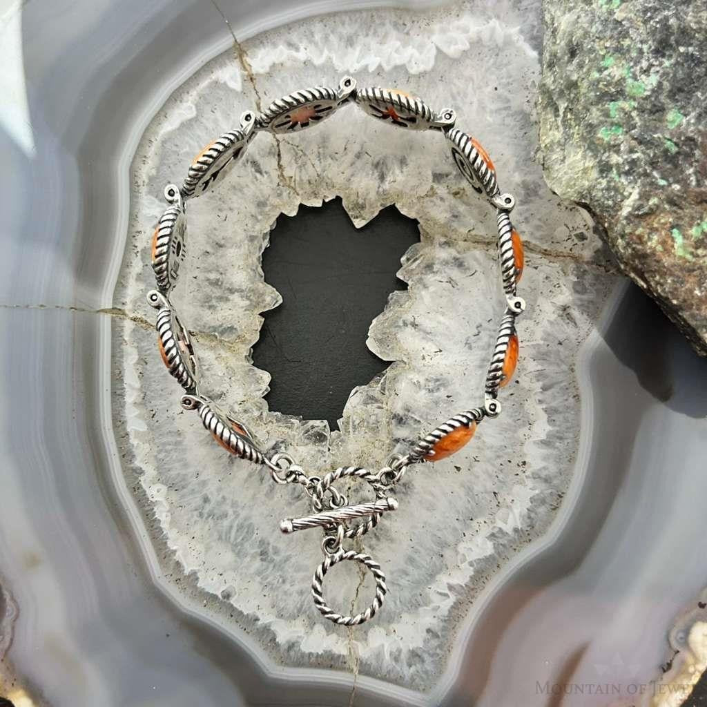 Carolyn Pollack Sterling Silver Spiny Oyster Decorated Link Bracelet For Women