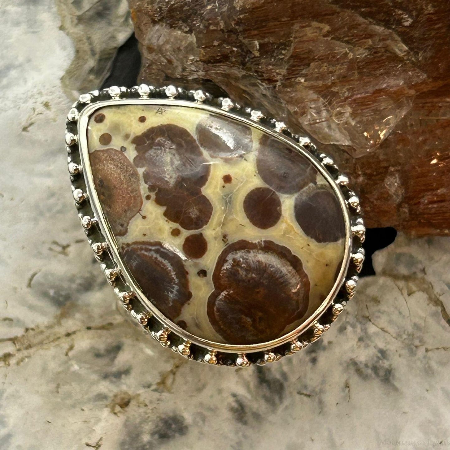 Sterling Silver Southwestern Style Teardrop Madagascan Asteroid Jasper Ring For Women