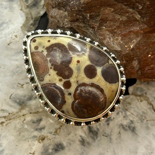 Sterling Silver Southwestern Style Teardrop Madagascan Asteroid Jasper Ring For Women