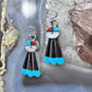 Clayton Vacit Zuni Silver Multistone Inlay Sunface Dangle Earrings For Women