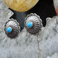 Native American Sterling Silver Repousse Concho with Turquoise Dot Stud Earrings