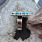 Sterling Silver Southwestern Style Composite Turquoise Cluster Adjustable Ring For Women