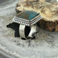 Sterling Silver Southwestern Style Chrysocolla Decorated Bar Ring Size 7.5 For Women