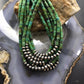 Native American Green Turquoise Beads 4mm w/10 Navajo Pearl Beads 18" Necklace