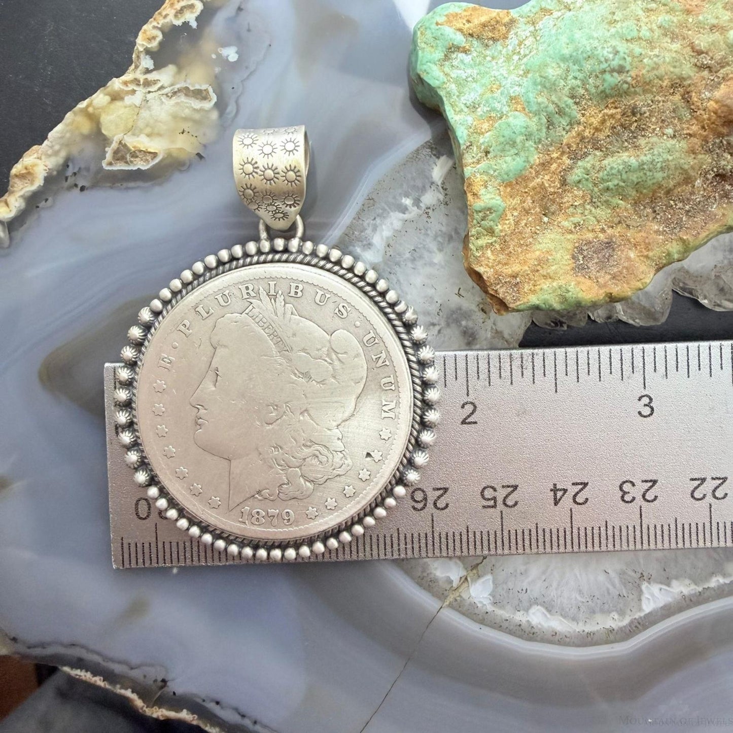Genuine 90% Silver 1897 US Morgan Dollar Decorated Unisex Pendant