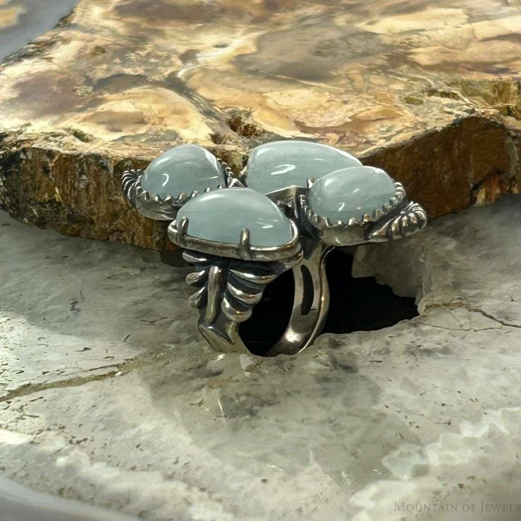 Carolyn Pollack Sterling Silver Amazonite Decorated Ring Size 5 For Women