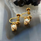 14K Yellow Gold Screw Back Pearl Stud Earrings For Women
