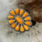 Carolyn Pollack Southwestern Style Sterling Silver Orange Spiny Oyster Decorated Cluster Ring For Women
