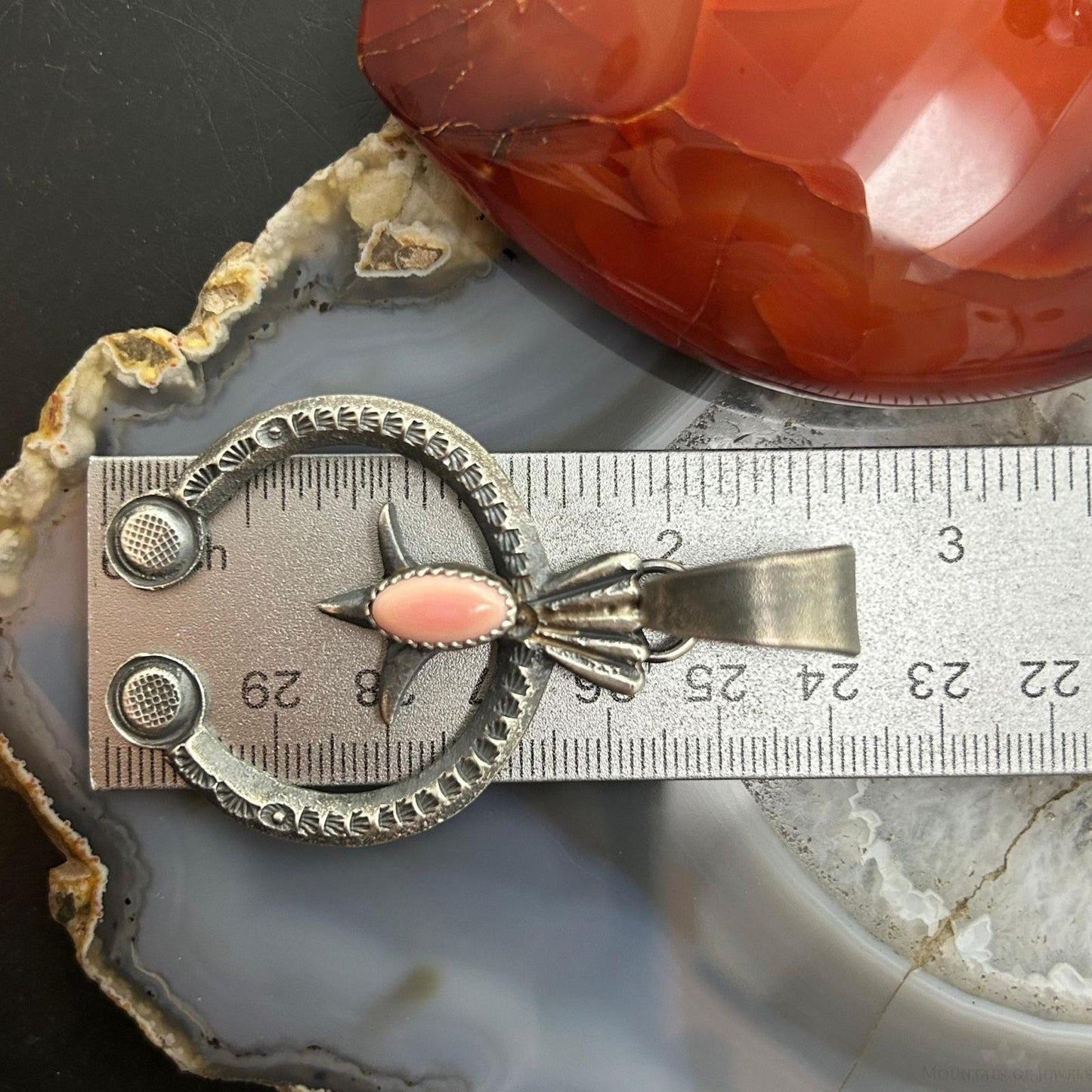 Eva & Linberg Billah Native American Sterling Silver Pink Conch Naja Pendant