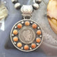 Genuine 1913 90% Silver Barber Head Dime Coin w/Orange Spiny Oyster Pendant